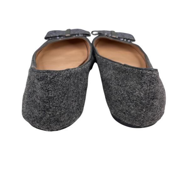 Kate Spade Gray Wool Glitter Bow Hannah Flats 7 - Picture 4 of 10